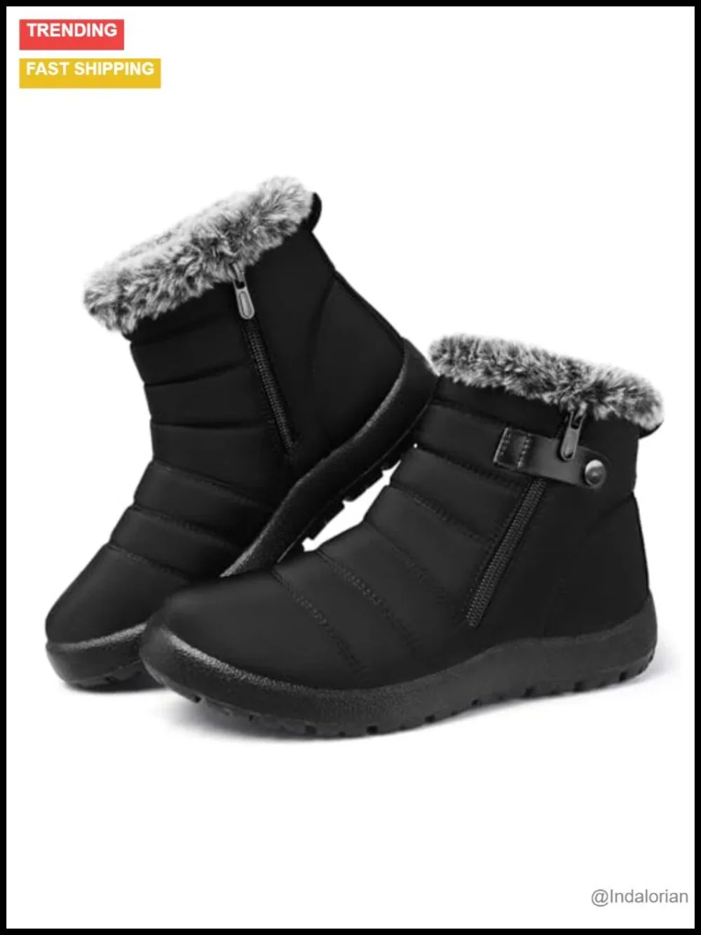 Women's Waterproof Faux Fur Lined Ankle Snow Boots Non Slip Winter Warm Commute
